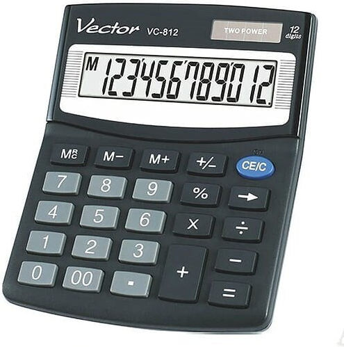Vector Taschenrechner 12 Ziffern in Schwarz Farbe 1Stück