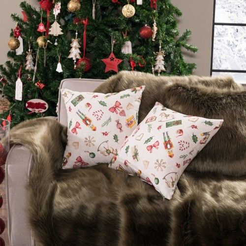 Teoran Weihnachtsdekorativer Kissenbezug Quadratisch Mehrfarbig 65x65cm