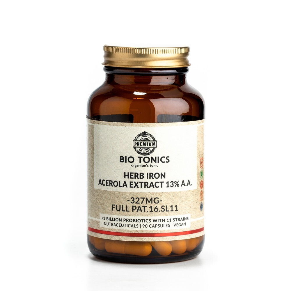 Bio Tonics Herb Iron Acerola Extract 327mg 90 φυτικές κάψουλες Skroutz.gr