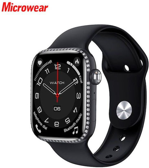 Microwear W27z Aluminium 45mm Smartwatch με Παλμογράφο (Μαύρο)