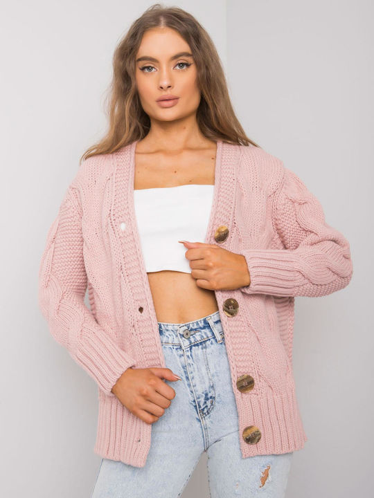 Rue Paris Short Women's Knitted Cardigan Light Pink