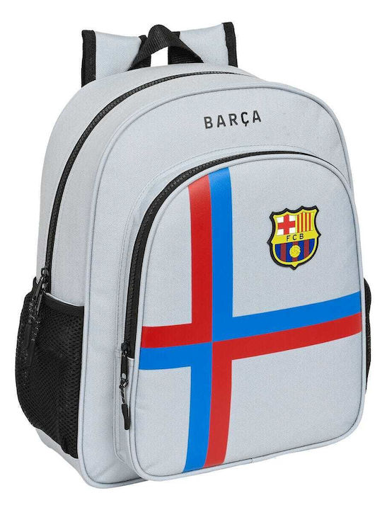 F.C. Barcelona Σχολική Τσάντα Πλάτης Δημοτικού με Θήκη για Παγούρι Γκρι 32 x 12 x 38εκ