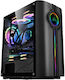 Armaggeddon Tron Holo 3 Gaming Midi Tower Computer Case with Window Panel and RGB Lighting Black