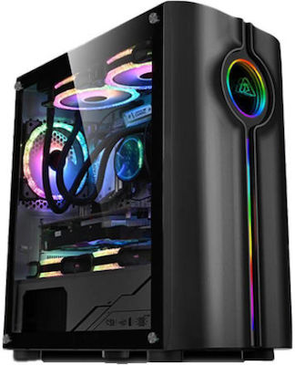 Armaggeddon Tron Holo 3 Gaming Midi Tower Κουτί Υπολογιστή με Πλαϊνό Παράθυρο και RGB Φωτισμό Μαύρο