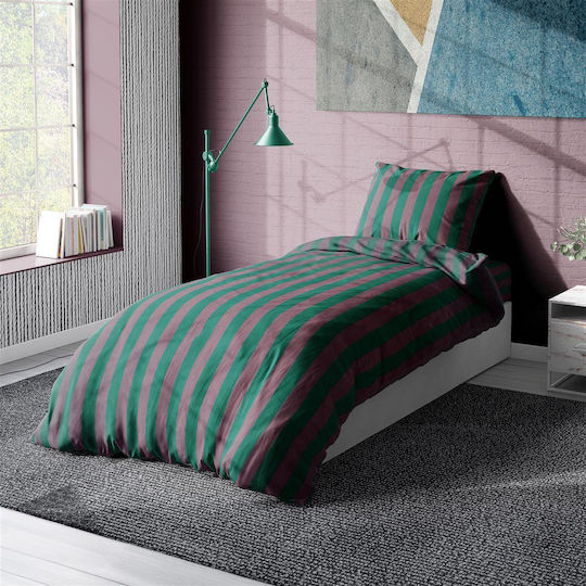 Dimcol Stripes Σετ Μονό 3τμχ 160x240εκ. 156 Green / Antique Pink