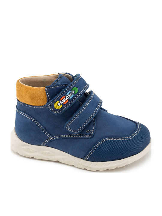 Suede Kids Boots with Velcro Blue