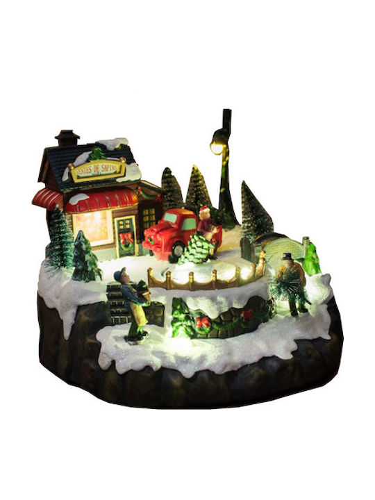 Fun World Christmas Illuminated Decorative Village with Battery with Music and Movement 20x19cm.