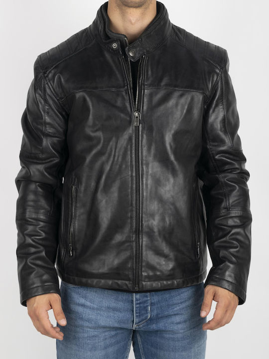 Guy Laroche Men's Winter Leather Jacket Black