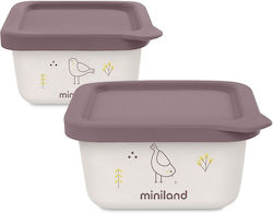 Miniland Παιδικό Μπωλ Φαγητού από Πλαστικό Λευκό 2τμχ