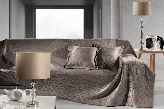 Guy Laroche Avon Ριχτάρι Τριθέσιου Καναπέ Βελουτέ 170x300εκ. Choco με Μαξιλαροθήκη 1133086222026