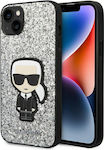 Karl Lagerfeld Glitter Flakes Ikonik Umschlag Rückseite Silikon Silber (iPhone 14 Plus) KLHCP14MGFKPG