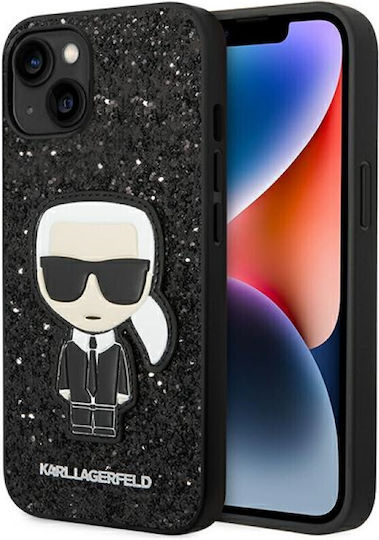 Karl Lagerfeld Glitter Flakes Ikonik Back Cover Plastic / Silicone Black (iPhone 14 Plus)