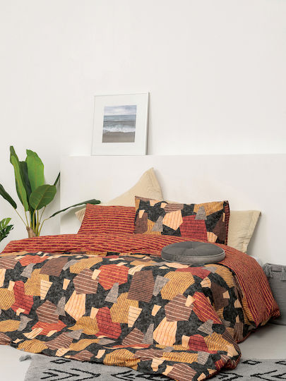 Palamaiki Sheet Set with 1 Pillowcase Super-Double 240x260cm. Fashion Life FL6160 Orange 2pcs