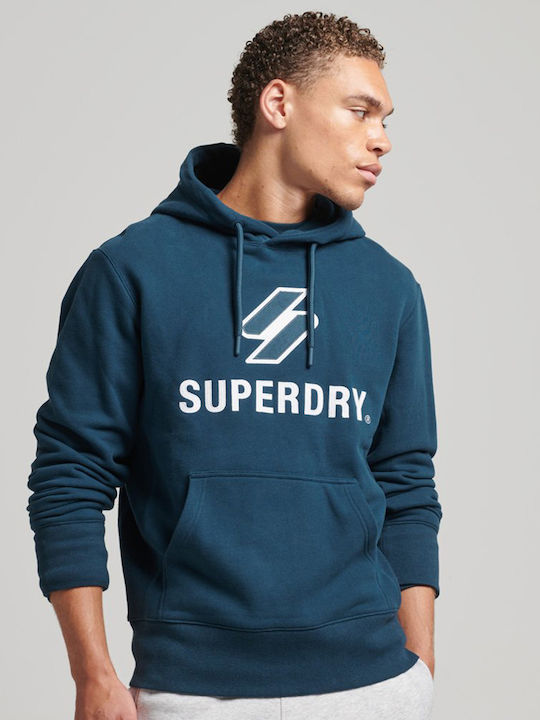 Superdry Суитшърт с Качулка Цинково синьо