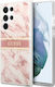 Guess Marble Plastic Back Cover with Strap Pink...