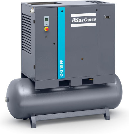 Atlas Copco Κομπρεσέρ Αέρος 145dB με Ισχύ 15hp και Αεροφυλάκιο 500lt