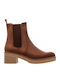 Leather Women's Chelsea Boots with Medium Heel Tabac Brown