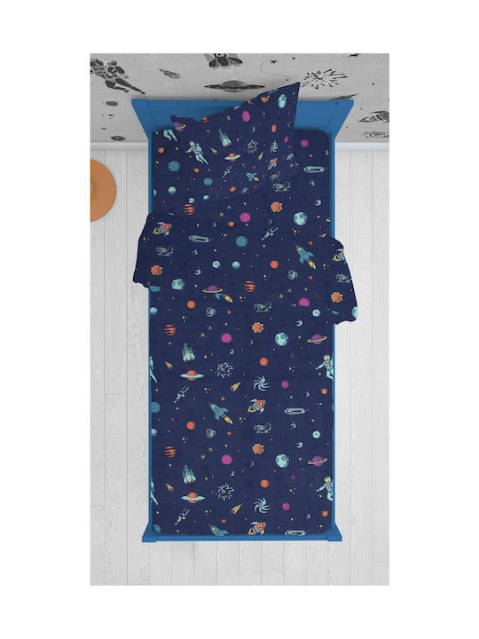 Dimcol Space Kids Duvet Cover Single Cotton 189 Blue 160x240cm