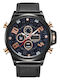 Weide Analog/Digital Herrenuhr 43mm Chronograph Batterie mit Schwarz Lederarmband