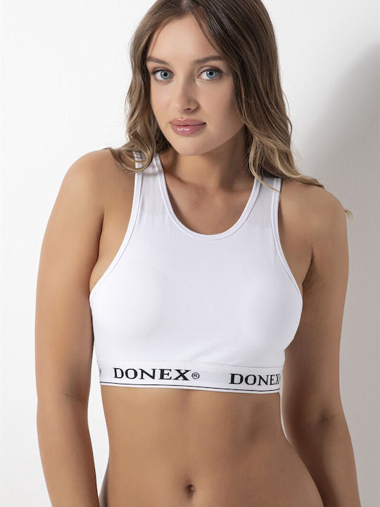 Women's sports bra with round neckline white 1 piece