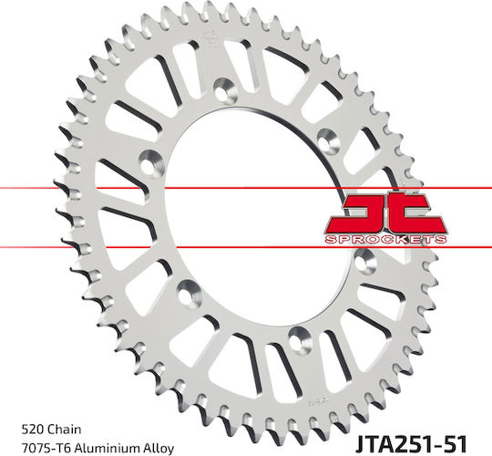 JT Sprockets Rear Sprocket 51 Teeth for Yamaha WR 250 / WR 400 / WR 450F / YZ 125 / YZ 250 / YZ250F / YZ450F