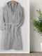 Lino Home Erasia Bathrobe with Hood Light Grey 600gr/m²
