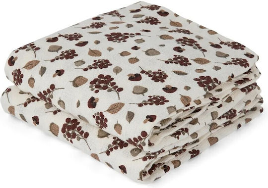 Nuuroo Bao Autumn Leaf Muslin Changing Pads White 70x70cm. 2pcs