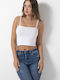 Women's bustier top with thin straps white 1 pc