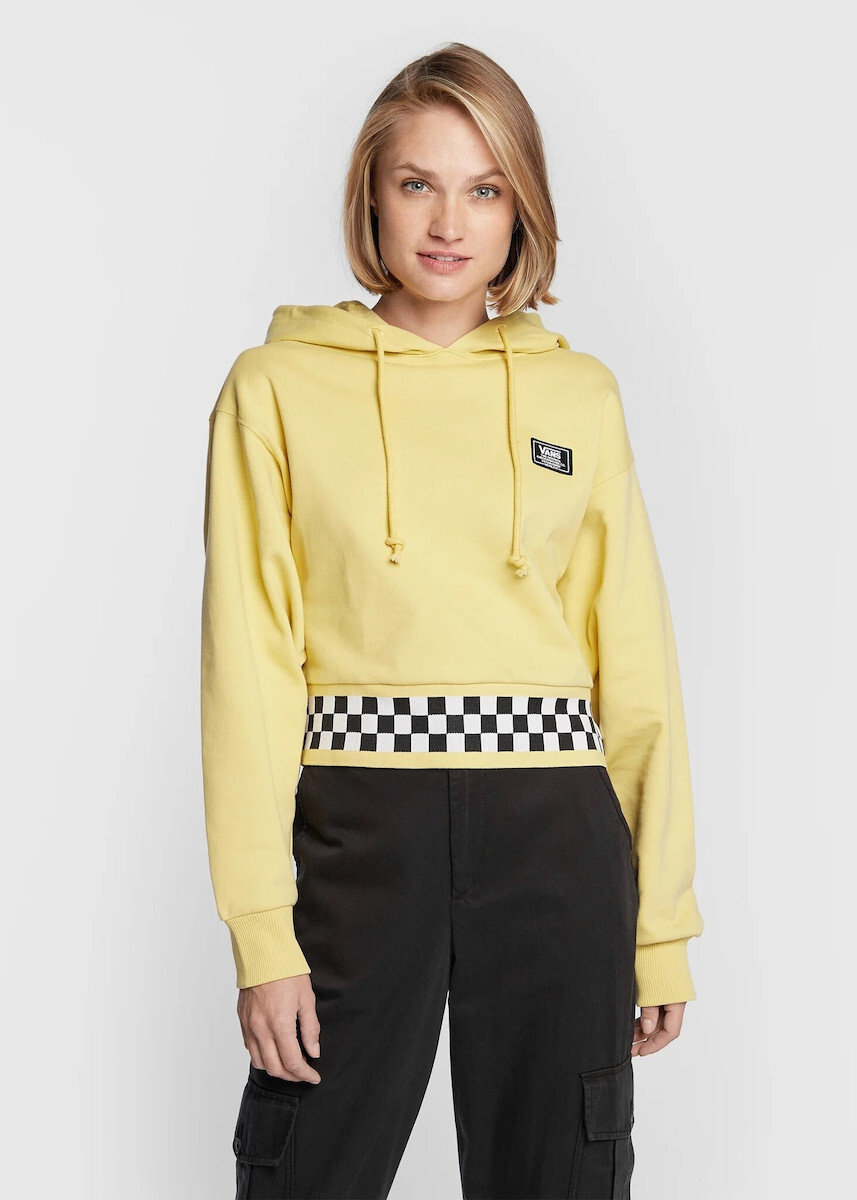 Vans Boom Boom Check Women s Cropped Hooded Sweatshirt Yellow