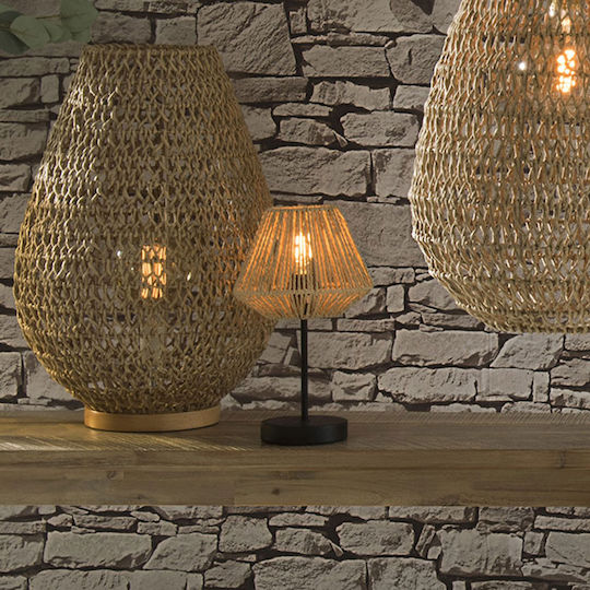 Atmosphera Jily Table Lamp for E27 Socket with Beige Shade and Black Base