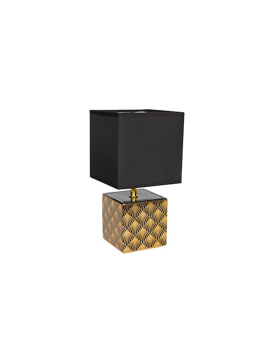 Keskor Ceramic Table Lamp for Socket E14 with Black Shade and Gold Base