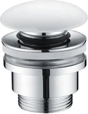 Imex Pop Up Brass Valve Sink with Overflow White VCC007