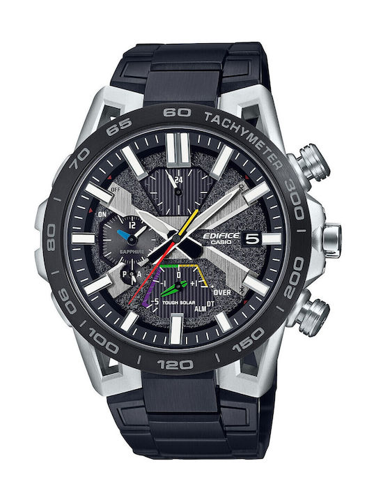 Casio Edifice Herrenuhr 48mm Solar mit Schwarz Kautschukarmband