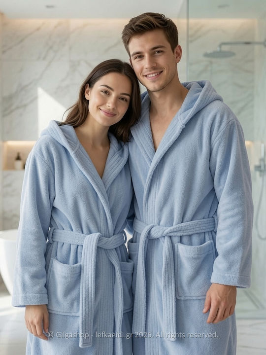 Casa Colori Bademantel mit Kapuze Light Blue