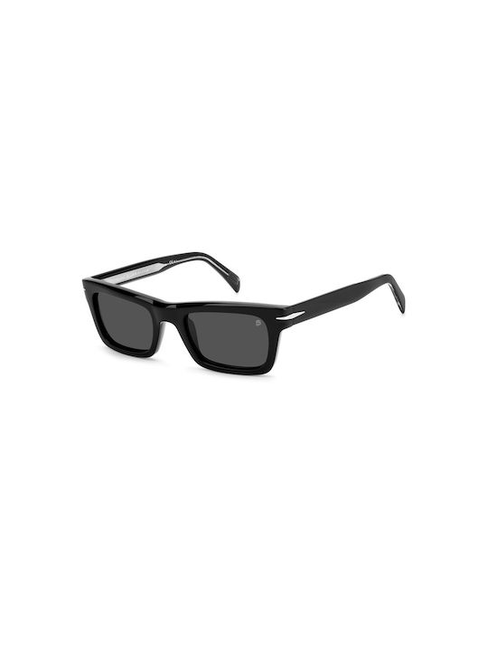 David Beckham Men's Sunglasses with Black Plastic Frame and Black Lens DB 7091/S 807/IR