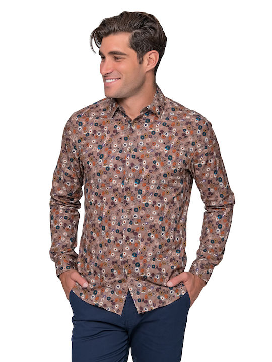 Men's brown floral shirt 5181