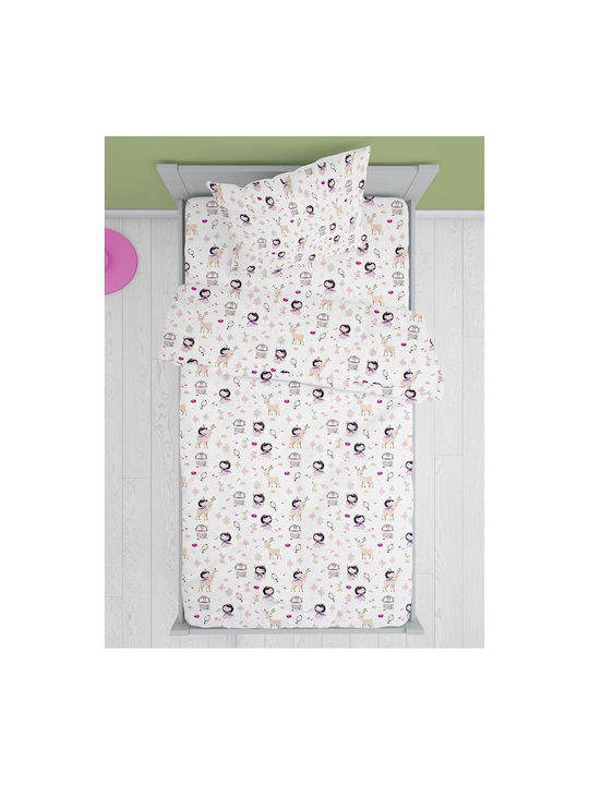 Dimcol Lily Deer Kids Cotton Pillowcase 50x70cm Λευκή