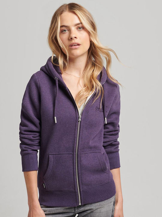Vintage Logo Long Women's Sweatshirt Jacket Hooded Purple