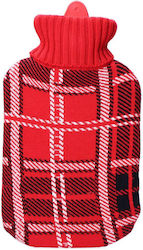 EDM Hot Water Bottle Red Plaid with Cover General Use 20x34.5cm 2000ml