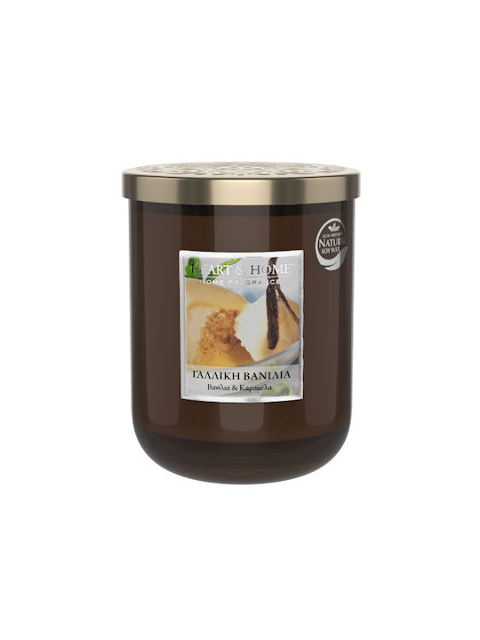 Heart & Home Scented Soy Candle Γαλλική Βανίλια Jar with Scent Vanilla & Caramel Brown 340gr 1pcs