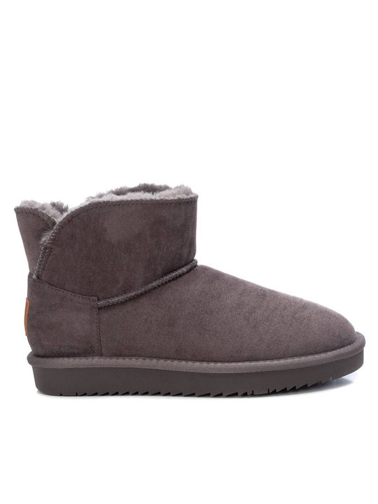 Xti Suede Women's Ankle Boots with Fur Gray