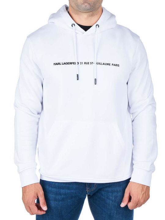 Karl Lagerfeld Men's Sweatshirt with Hood and Pockets White