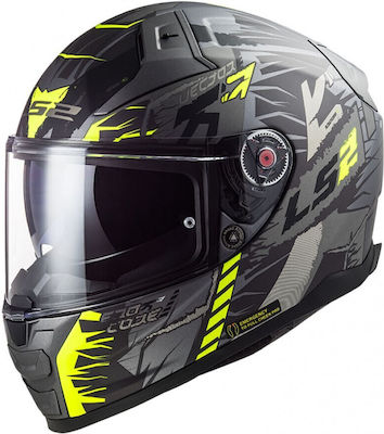 LS2 FF811 Vector II Full Face Helmet with Pinlock ECE 22.06 1500gr Techbot Mat Titanium/H-V Yellow 108112253