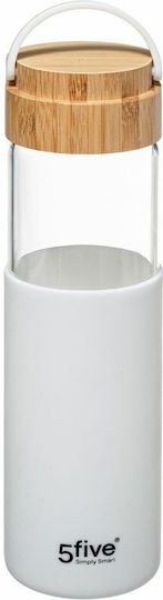 5Five Blanc Kitchen Bottle Water Glass with Screw Cap White 550ml