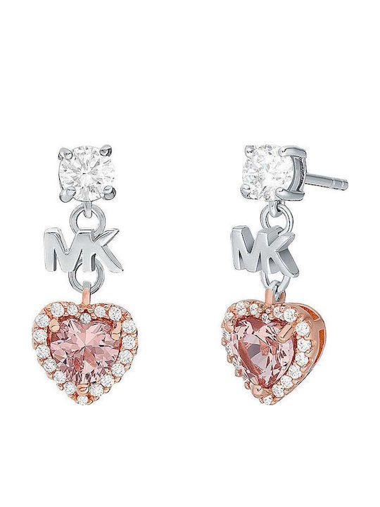 Michael Kors Premium Σκουλαρίκια Κρεμαστά από Ασήμι Επιχρυσωμένα με Πέτρες Ροζ