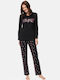 Minerva Winter Women's Pyjama Set Cotton Black