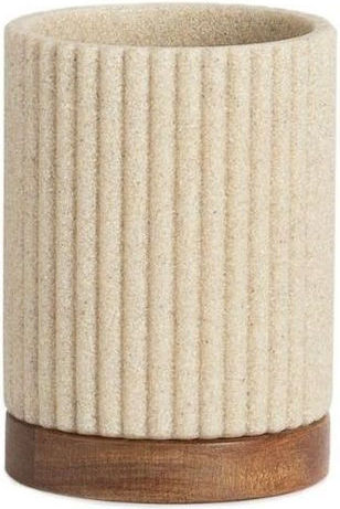 Andrea House AH- Ceramic Cup Holder Countertop Wood/Beige