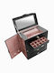 Jewellery Box Metallic with Drawer and Mirror Black 30x17x31cm