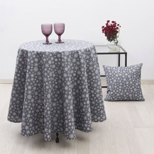 Dimeco Dimeco Christmas Tablecloth Round Fabric Gray D180cm.