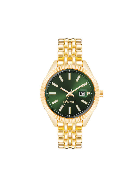 Nine West Watch Chronograph with Gold Metal Bracelet